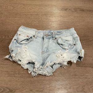 YMI high rise Jean shorts blue sz 0